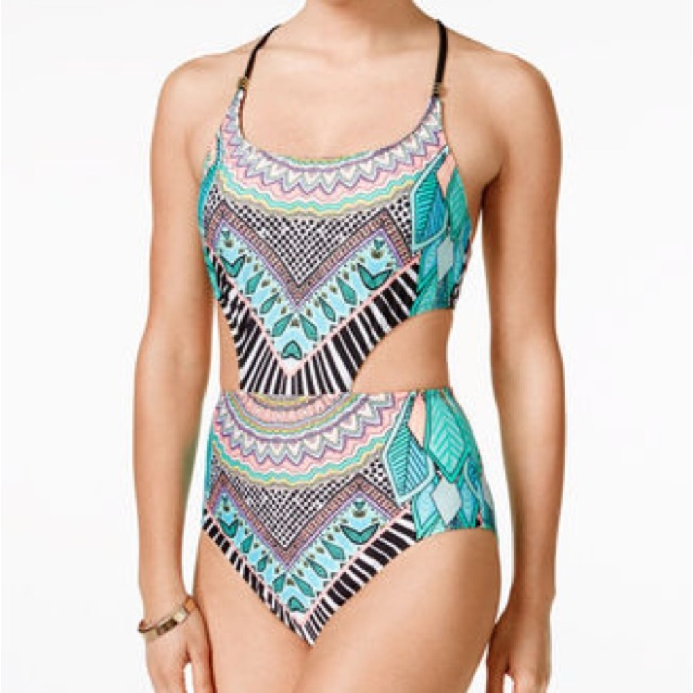 Bar III Flock Together Cutout Monokini Maillot Swimsuit One Piece